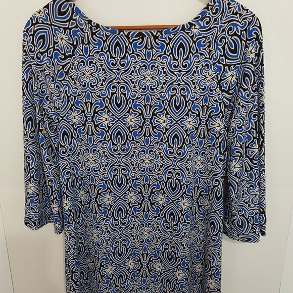 LAUNDRY by Shelli Segal Summer Shift Dress Black Blue and White XS NWOT - Picture 4 of 10
